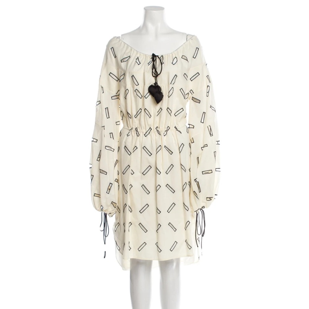 Lanvin Cream and Black Midi Dress